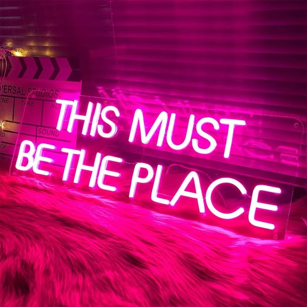 This Must Be The Place Neon Sign Light Sign for Bedroom Wall Decor 55*20cm Custom Led Pink Neon Sign Lights Party Hanging Decor