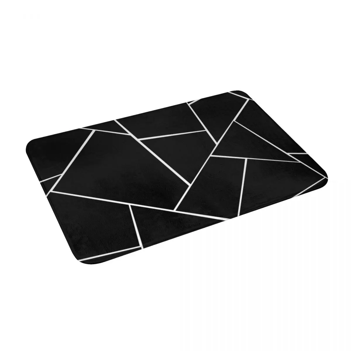 

Black White Geometric Glam Geo Bath Door Floor Mat Geometric Non-slip Rug Carpet Entrance Living Room Home Kitchen Dust Flannel