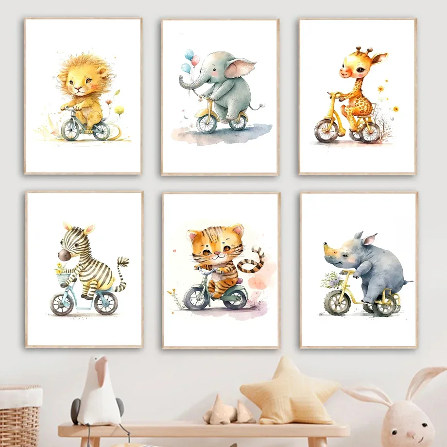 Живопись на холсте со слоном львом тигром зеброй