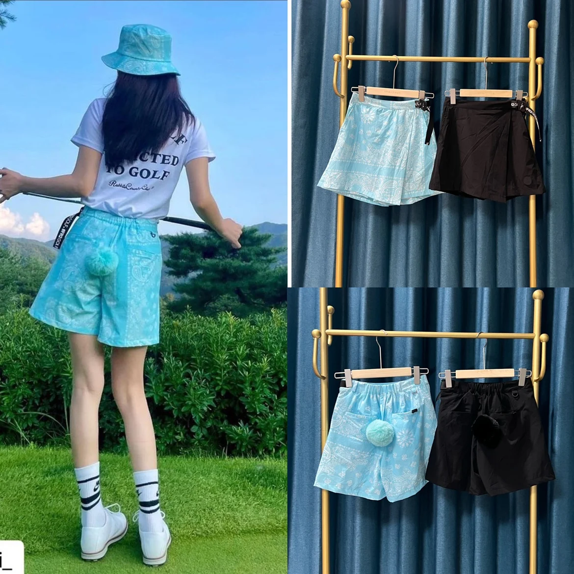 

Japanese high-end fashion brand women's golf functional breathable skirt pants have a cute little ball