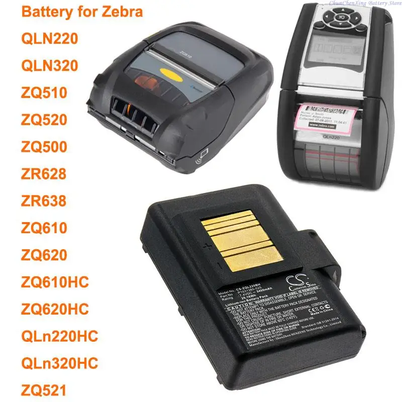 Cameron Sino 2200 мАч/2600 мАч/3400 мАч аккумулятор для Zebra QLN220,QLN320,ZQ510,ZQ520,ZQ500,ZR628,ZR638,ZQ610,ZQ620,ZQ521,QLn220HC