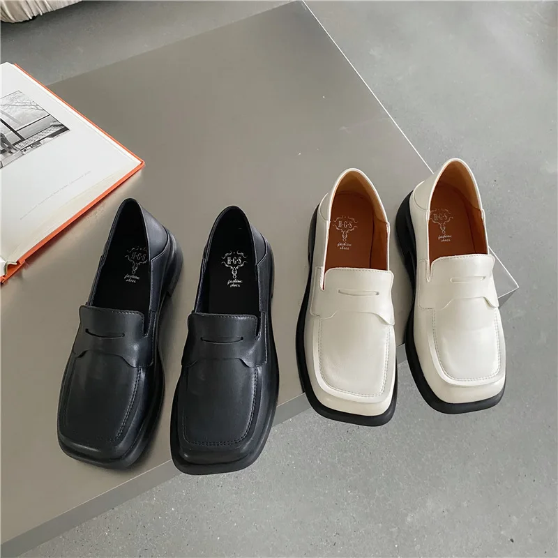 

Туфли дерби Женские повседневные, кроссовки, платформа, плоская подошва, квадратный носок, лоферы, мех, кожа, криперы, под платье, ретро