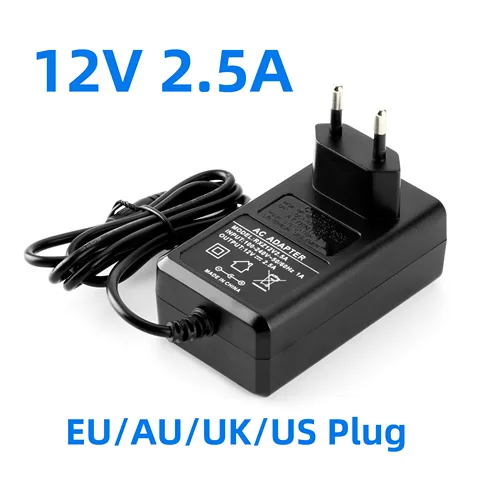 AC100V-240V / DC12V 2.5a Адаптер выходной мощности EU/AU/UK/US вилка адаптер питания Сетевое зарядное устройство DC 5,5 мм x 2,1 мм для камеры видеонаблюдения