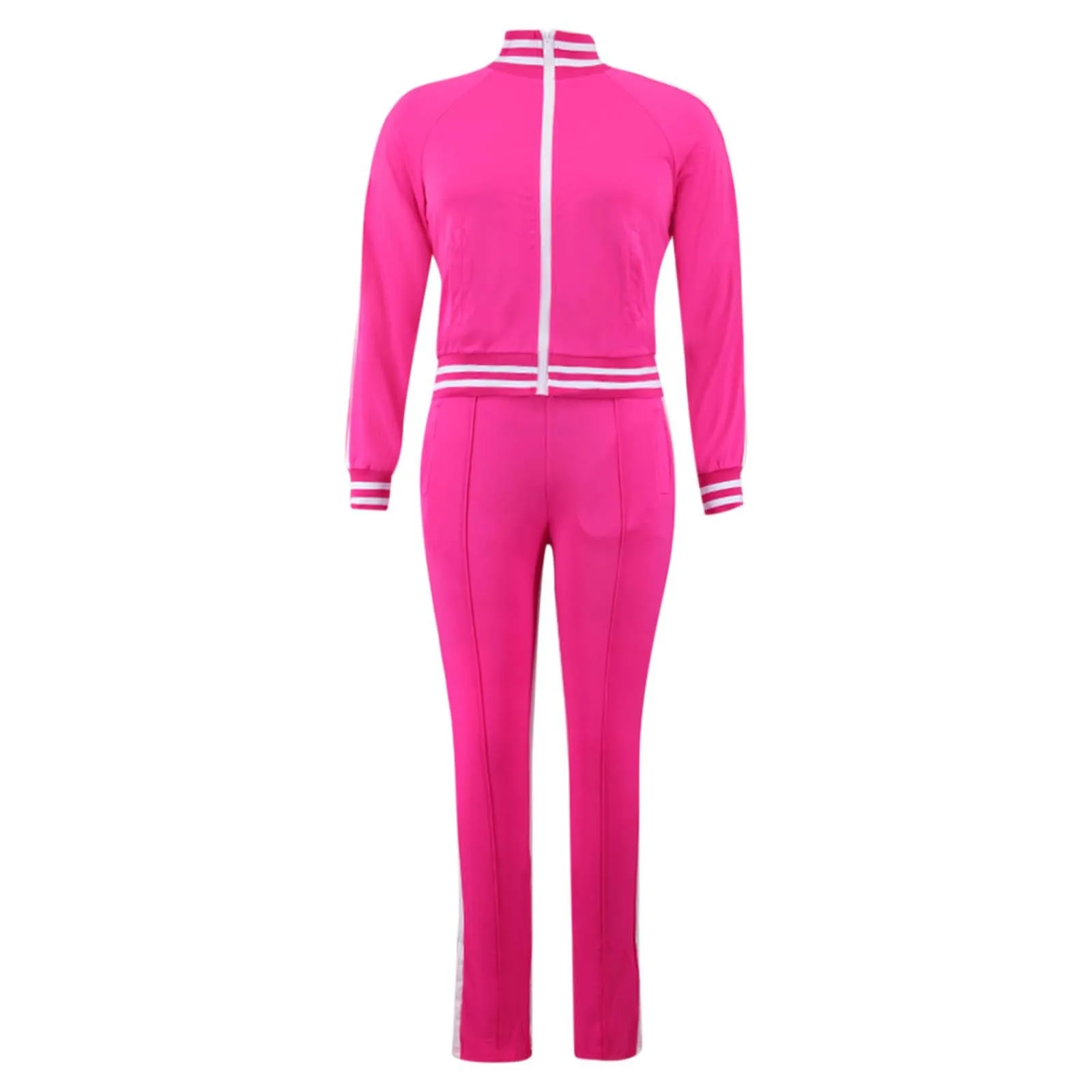 Женская модная толстовка с длинным рукавом на молнии куртка и брюки костюм