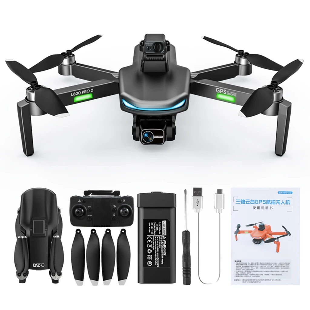 

Дрон L800 PRO2, профессиональный Квадрокоптер с 3-осевой двойной камерой, GPS, 4K HD