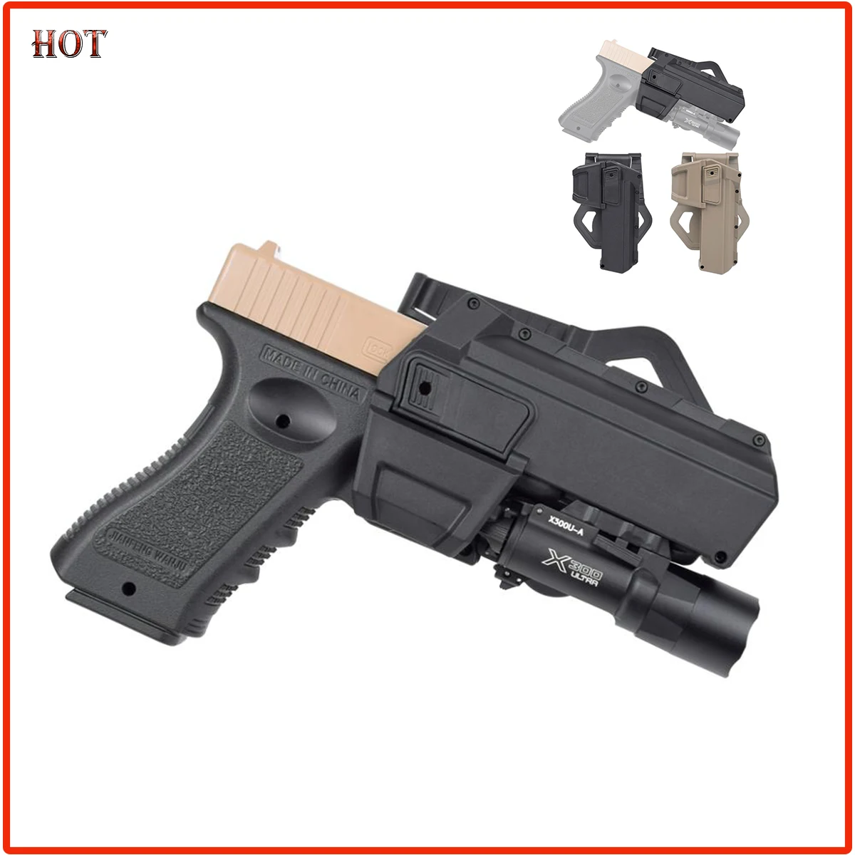 

Tactical Airsoft 1911 Right Hand Waist Gun Holster For Glock 17 18 Movable Pistol Holsters Fit X300 X400 Flashlight Mounted