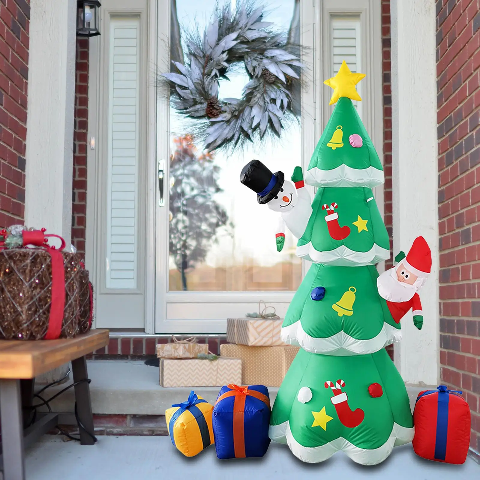 

Inflatable Santa Light up Lawn Inflatable Stable LED for Indoor Holiday