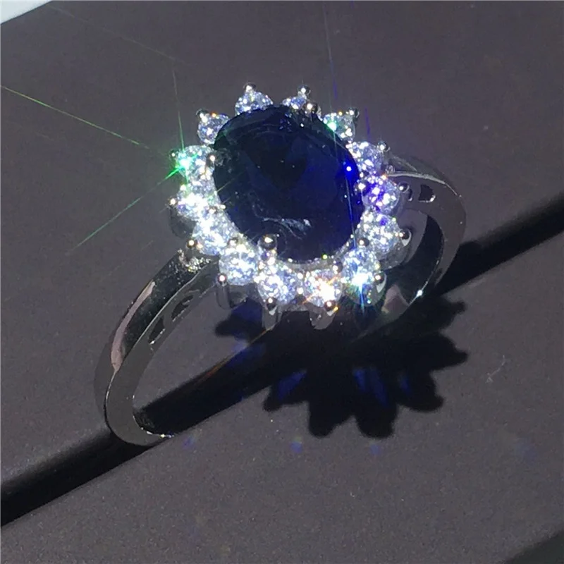

Изысканное роскошное серебряное инкрустированное синим цирконием кольцо свадебное обручальное приемное свадебное памятное ювелирное изделие