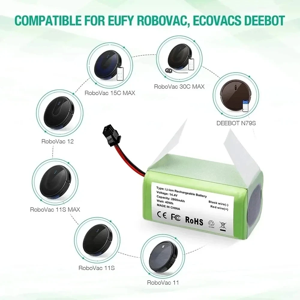 Литий-ионный аккумулятор 14 4 В 950 Ач для Cecotec Conga Excellence 990 1090 601/605 Ecovacs Deebot DN621 Eufy RoboVac