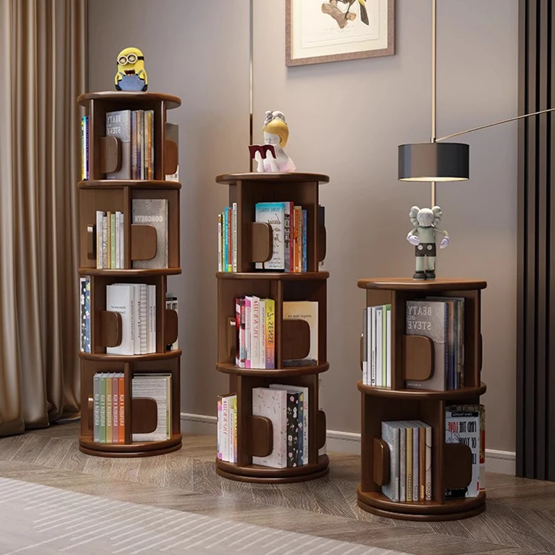 

Circular Books Bookcase Bookends Kids Rotating Display Bookcase Wooden Modern Estanteria Habitacion Furniture For Living Room