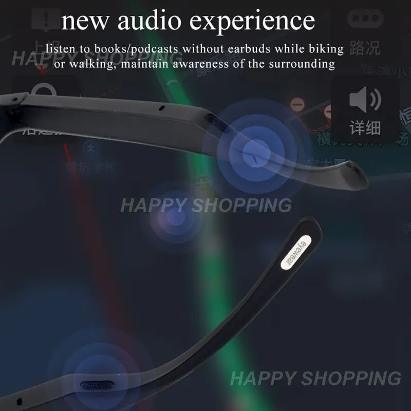 

Non Bone Conduction Smart Glasses Ip5 Waterproof Anti Blue Lens Calls Tac Polarized Lens Support Aac Code Music Bt5.0