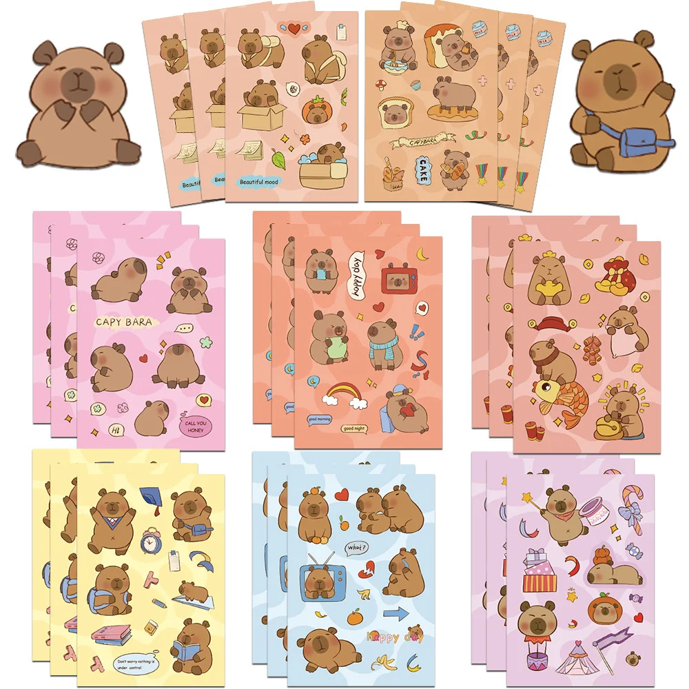 8/16 листов Милый мультфильм Капибара Награда Головоломки Наклейки Сделай лицо DIY