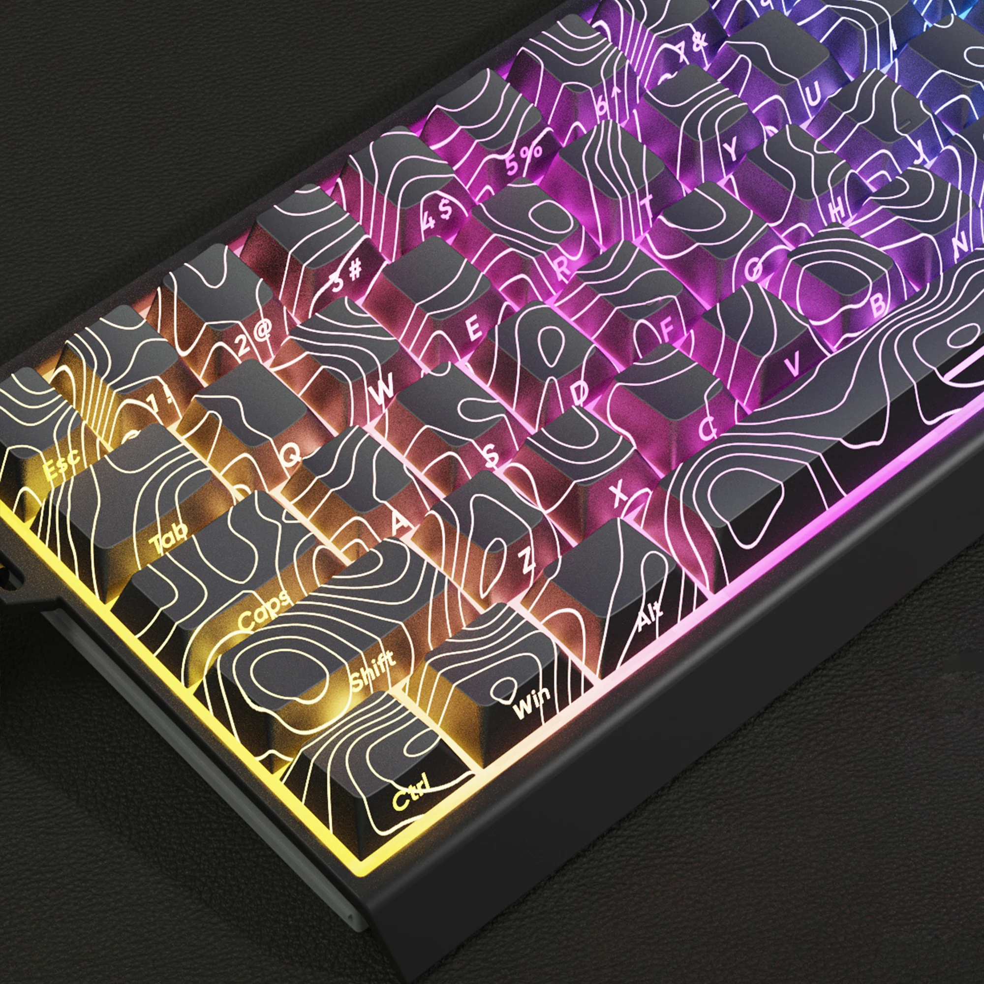 136-клавишная колпачок Topographic V3 3.0 с боковой печатью из ПБТ подсветкой и профилем