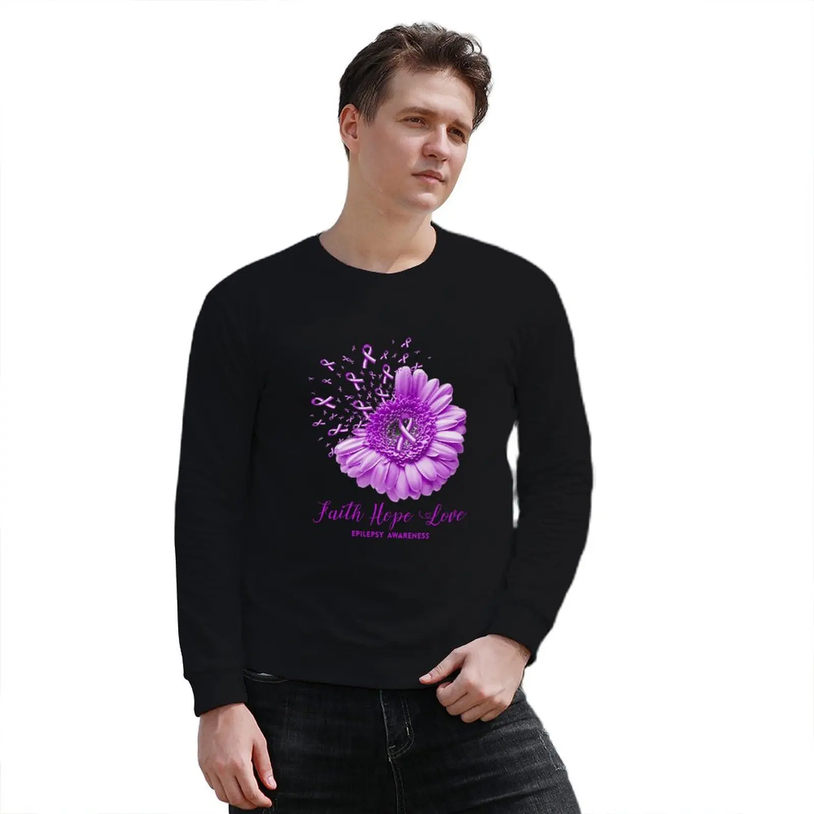 Пуловер с капюшоном Faith Hope Love Epilepsy Awareness одежда в стиле аниме спортивный костюм