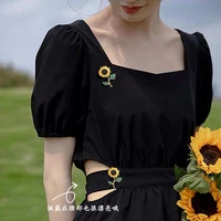 enamel glaze van gogh sunflower brooch female japan and south korea floral corsage retro pin sweater accessories wholesale