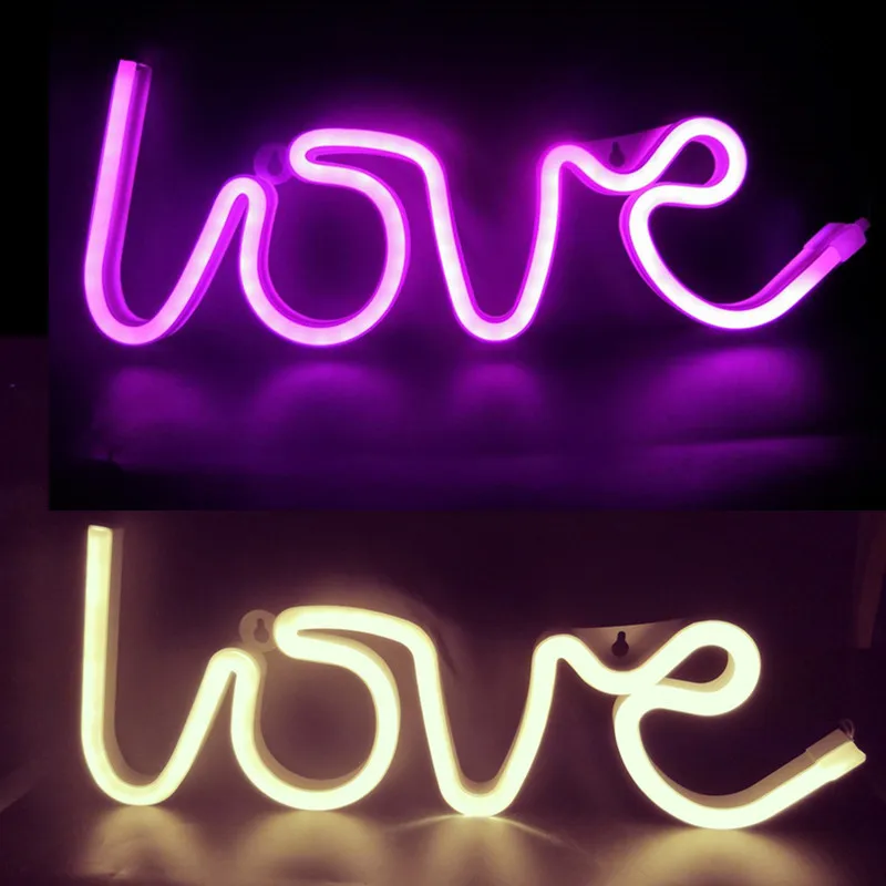 Love Neon Lights LED Letter Love Shape Confession Valentine's Proposal Wedding Party Decoration Lights Battery USB LED Light