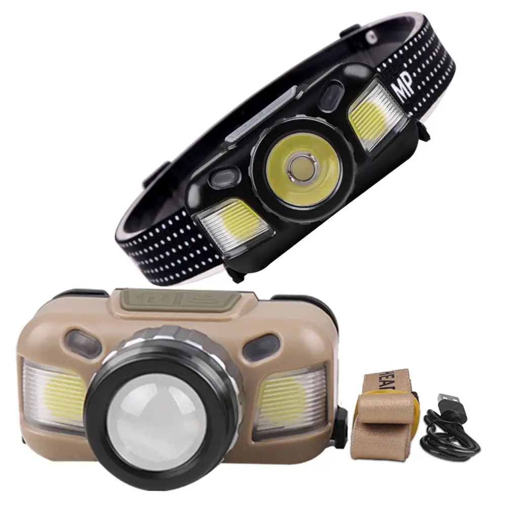 

New XPE+COB Headlight TYPE-C USB Rechargeable Built-in Battery Zoom Induction Lightweight Mini Headlamp Outdoor Fishing Camping