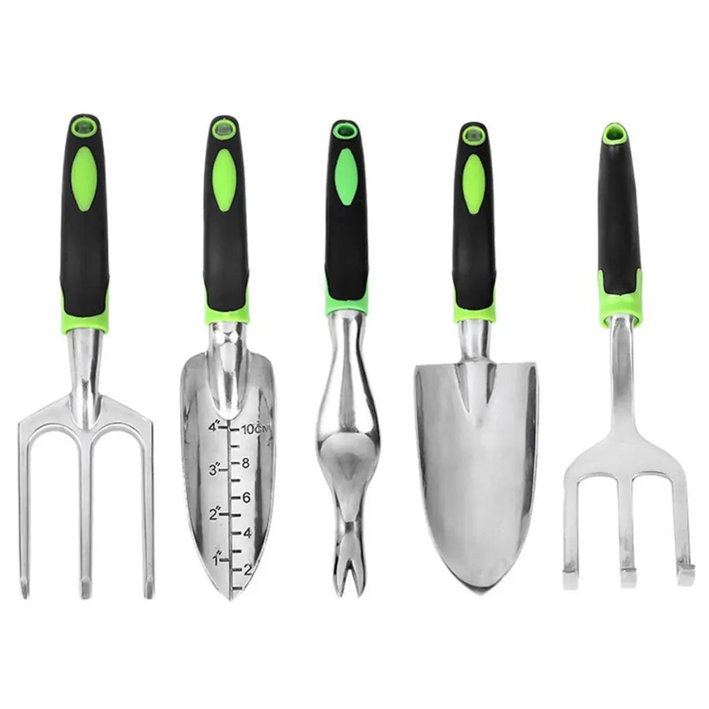 

5pcs Garden Tool Set Work Cast Aluminum Outdoor Hand Tools Kit For Men And Women Transplanter Weeder Hand Fork Cultivator