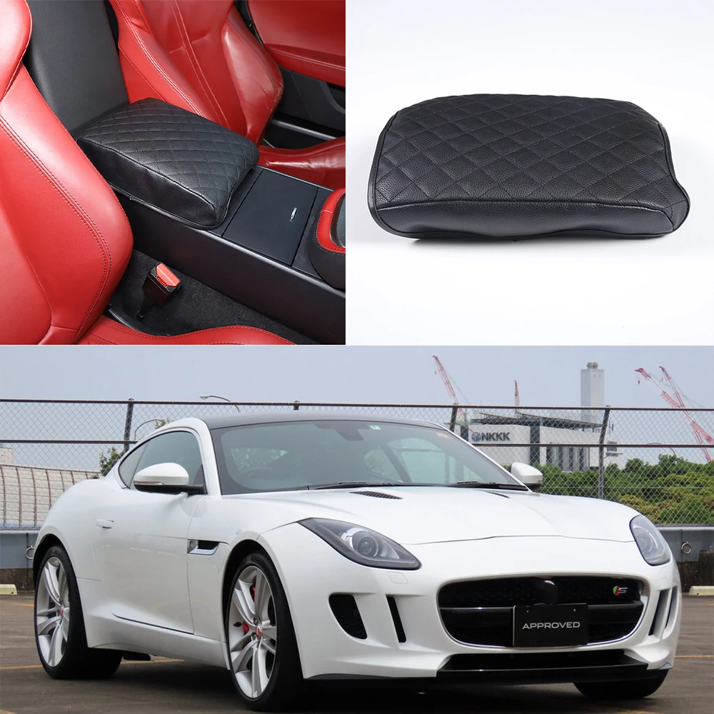 Фото Для 2013-2022 Jaguar F-Type крышка подлокотника центральной консоли черный Gennuine кожаный сетчатый узор 1 шт. №1