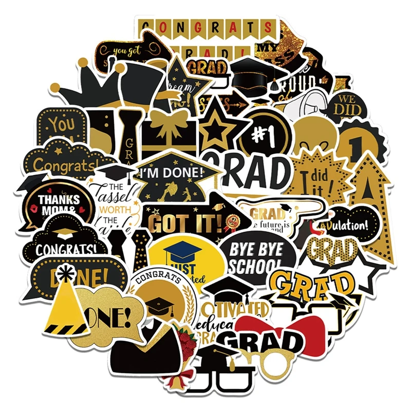 

52 Pcs/Lot New Graduate Students Stickers for Stationery Graduation Scrapbooking Skateboard Laptop Guitar Sticker