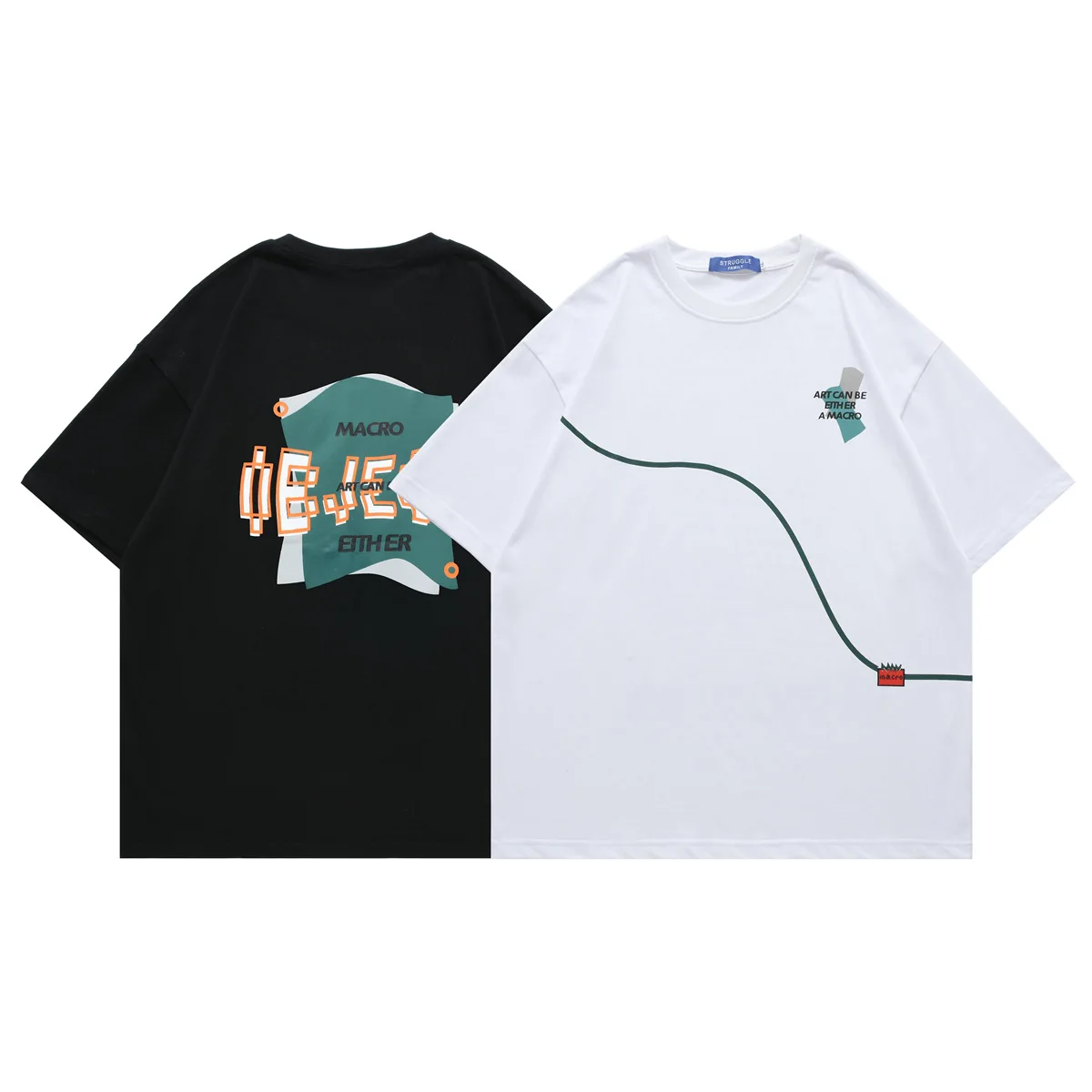 

Design Sense Vintage Creative Print Short Sleeve T-shirt Men's and Women's Summer Loose Harajuku Top