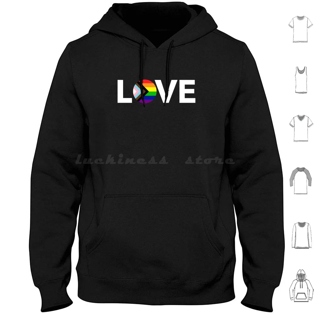 

Progress Pride Flag Love Hoodies Long Sleeve Pride Progress Rainbow Flag Queer Bisexual Pride Flag Trans Bi Asexual