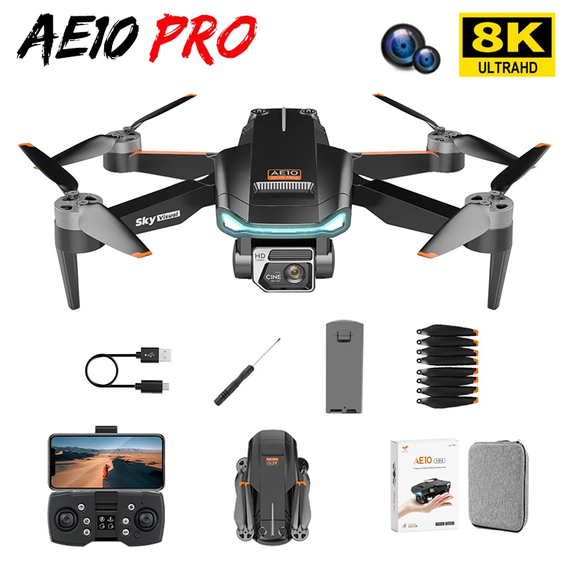 

AE10 дроны 8K GPS с регулируемой камерой на 90 °, бесщеточный двигатель, складной мини-Дрон с антенной, вертолет на радиоуправлении