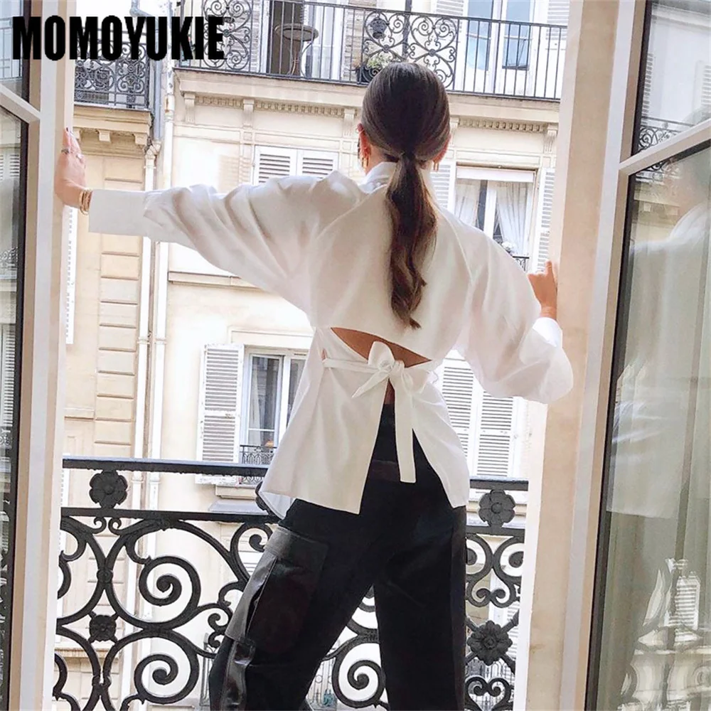 Женская блузка с длинным рукавом элегантная белая рубашка лето 2023