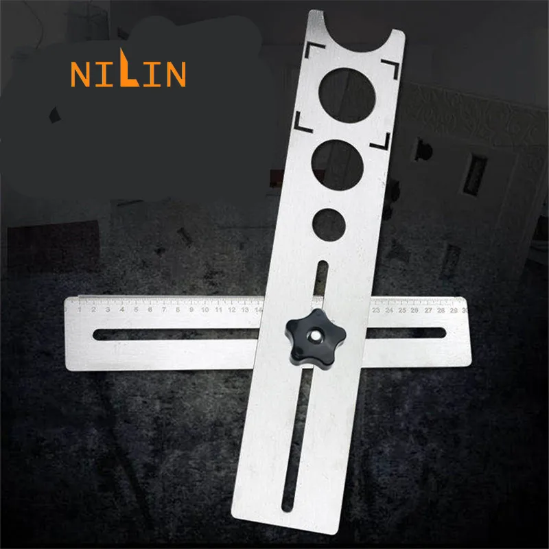 

NILIN Glass Tile Perforation Locator Marble Wall and Floor Tile Drill Bit Perforation Universal Multi-function Measuring Tool