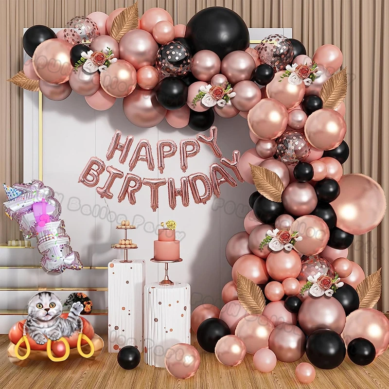 

Rose Gold Balloons Garland Kit Wedding Decoration Black Ballon Arch Birthday Party Balloon Confetti Rose Gold Baby Shower Decor
