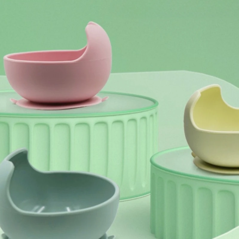 

Children's Silicone Suction Cup Bowl Integrated Suction Cup Silicone Bowl Strong Suction Anti Slip and Anti Drop rice bowls