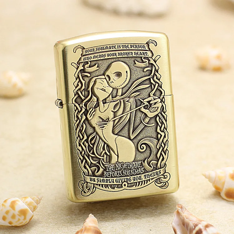 

Genuine Zippo Soul mate oil lighter copper windproof cigarette Kerosene lighters Gift with anti-counterfeiting code