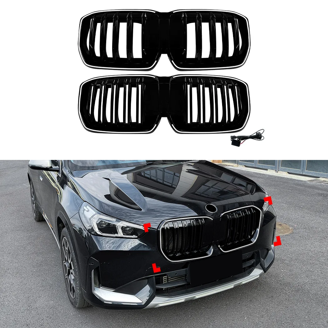 Фото Подходит для BMW X1 iX1 U11 2023+ (однолинейная/двухлинейная) светодиодная светящаяся решетка радиатора с подсветкой, модификация воздухозаборника. №1