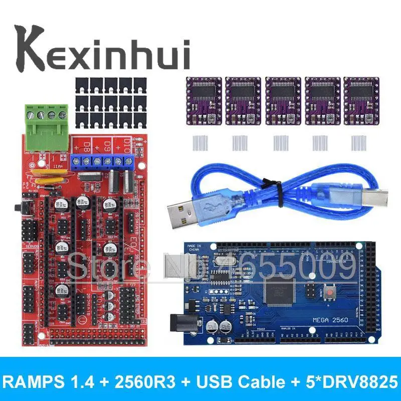 3D принтер Mega 2560 R3 + RAMPS 1 4 панель управления 5 шт. A4988 или DRV8825 шаговый двигатель