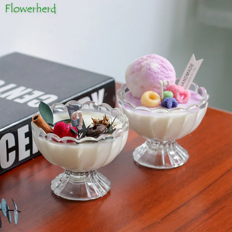 Cup Retro Transparent Glass Lotus Cup Candle Container Candle Making Kit
