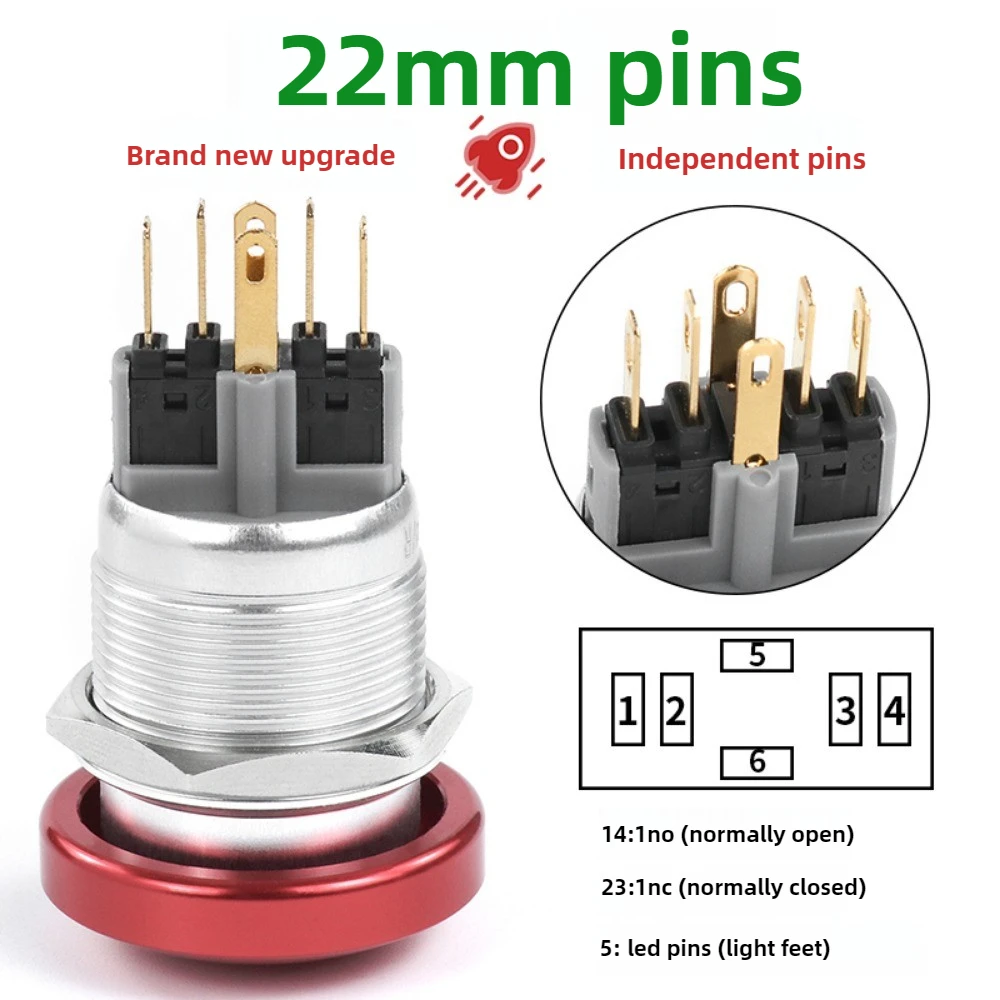 16/19/22 мм грибовидная головка IP65 водонепроницаемый кнопочный переключатель с