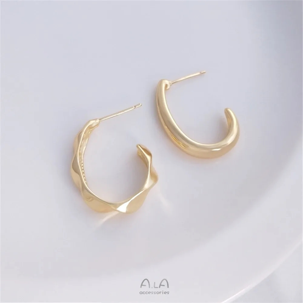 

14K Gold Filled Plated South Korea C type fashion earring temperament simple French 925 silver needle diy earring