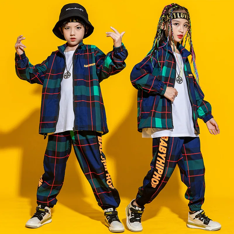 

Teen Boys Spring Autumn Hip Hop Clothing Plaid Jacket Top Casual Pants Children Streetwear Kids Tracksuit 4 6 8 10 12 13 14 16 Y