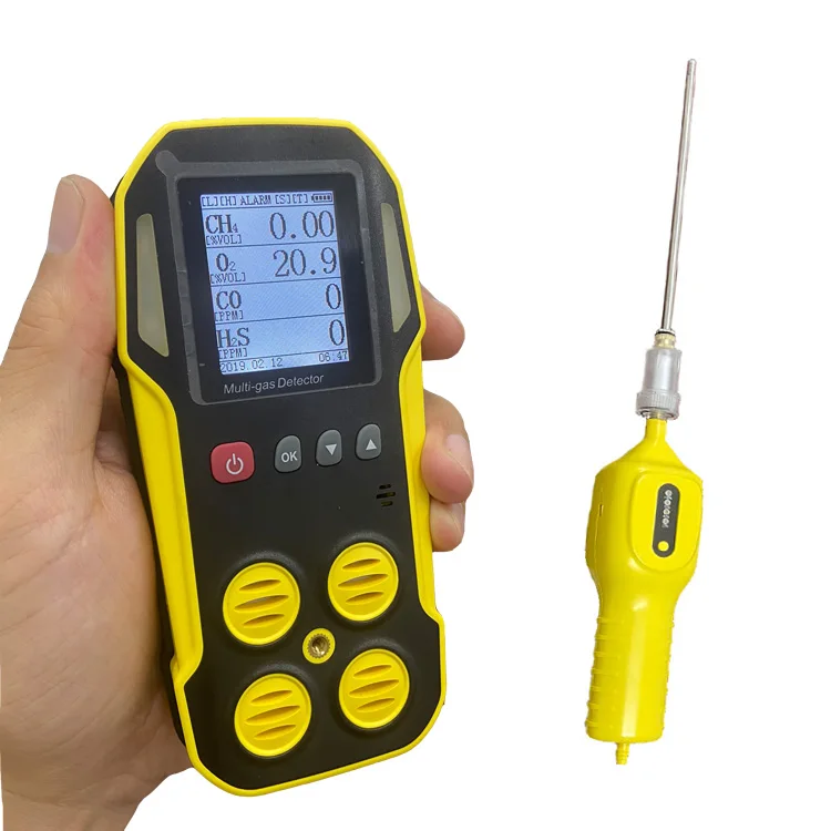 

Handheld 4 gas monitor biogas analyzer CH4 CO2 CO O2 LEL 3 rechargeable battery portable multi 4 gas detector