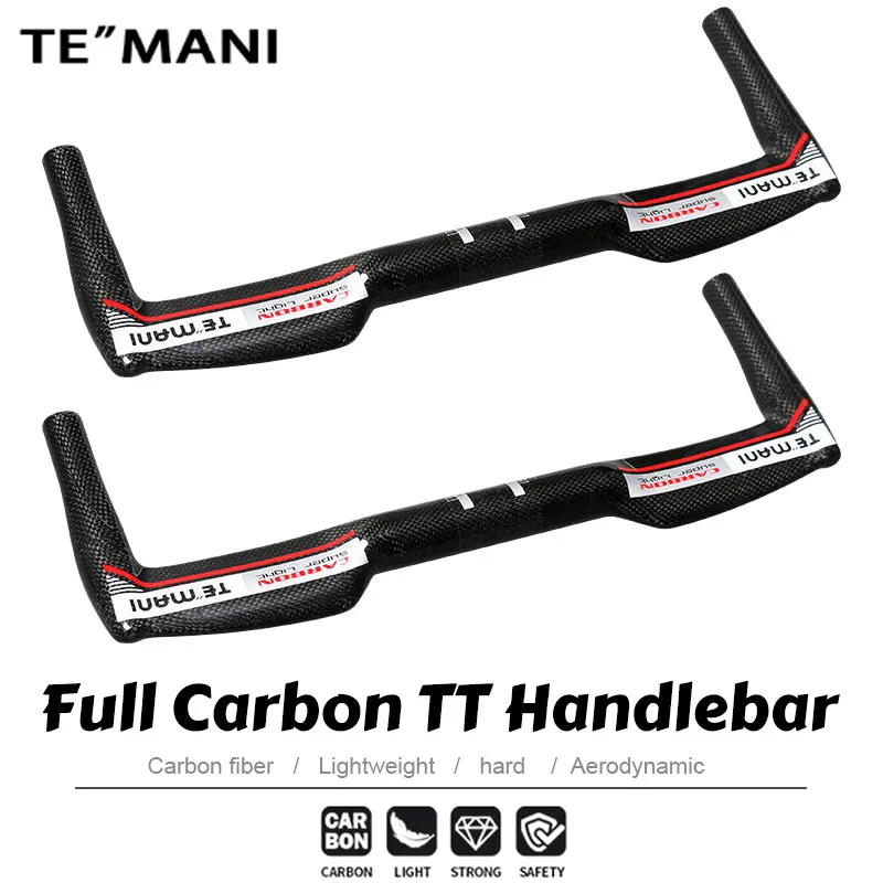 Фото Руль TEMANI Ultralight Carbon TT Bullhorn Aero для шоссейных велосипедов с фиксированной передачей, 25.4/31.8 мм, сменный аксессуар для велоспорта №1