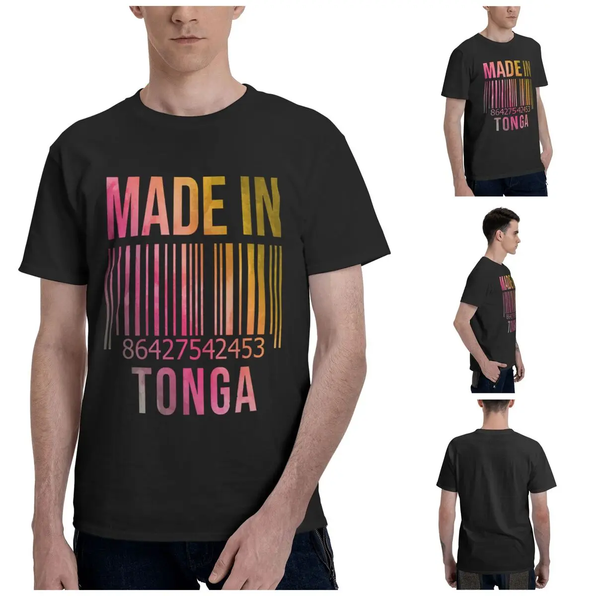 

Promo Made In Tonga Volcanoin Watercolor Men's Basic Short Sleeve T-Shirt Lava premium Tees Eur Size