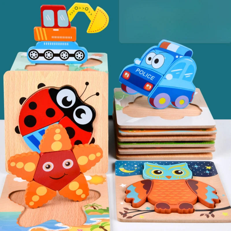 

Wood 3D Transportation Jigsaw Puzzle Cognitive Toy for Kid Children Wooden Animal Montessori Early Educational Intelligence Game