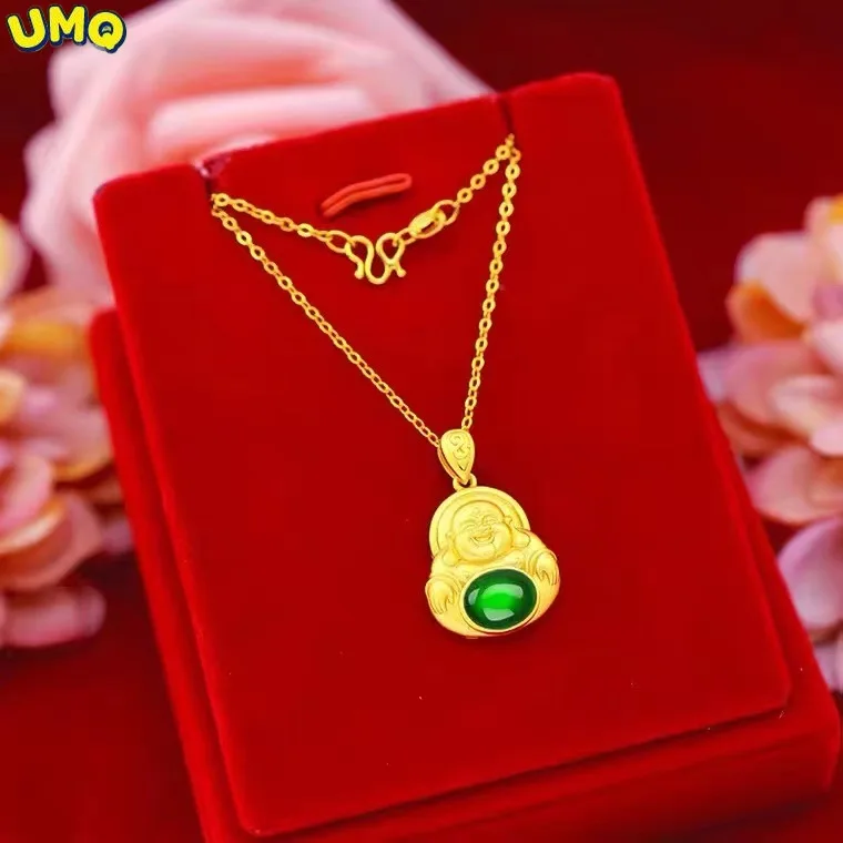 

Hi Sweater Chain Women 24k Yellow Gold Agate Fo Pendant Necklace for Female Party Jewelry with Chain Birthday Gift Long No Fade