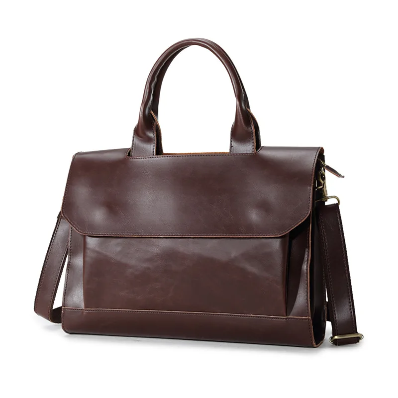 Korean Style Retro Portable Men Briefcase Bag Casual PU Leather Shoulder Messenger Bag Daily Business Handbag For Male