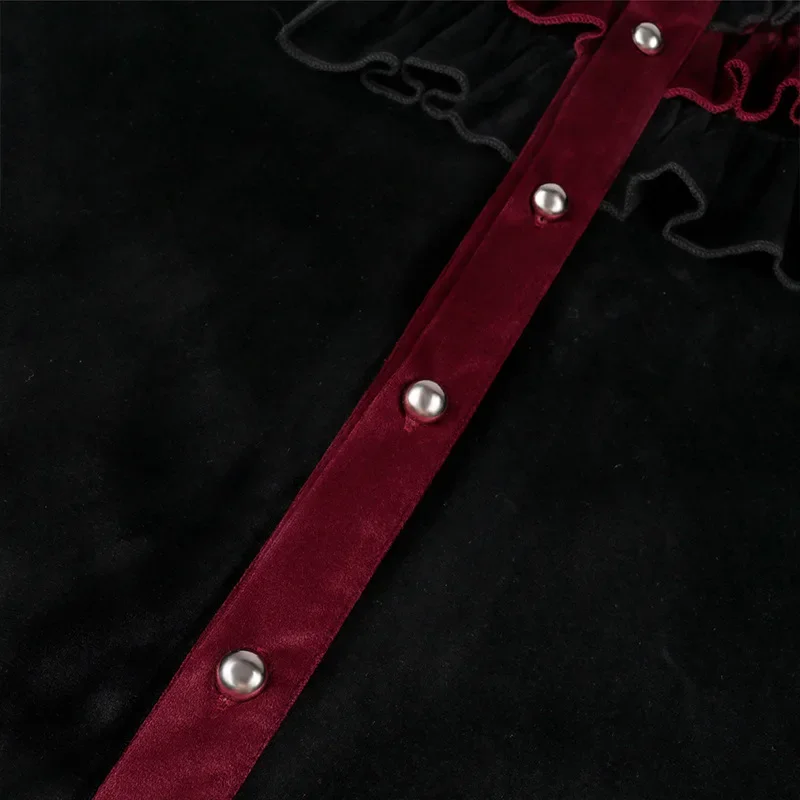 Мужская черная рубашка в стиле стимпанк 2025 фрак с кружевной отделкой и рюшами