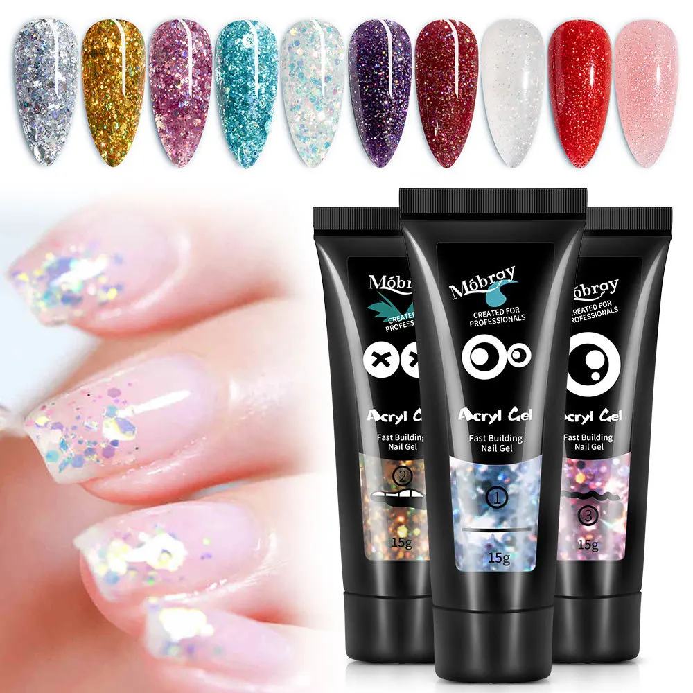 

15ml Glitter Nail Extension Kit Quick Builder Set Acrygel For Nail Form Tips For Building Tools For Construction Manicure Design