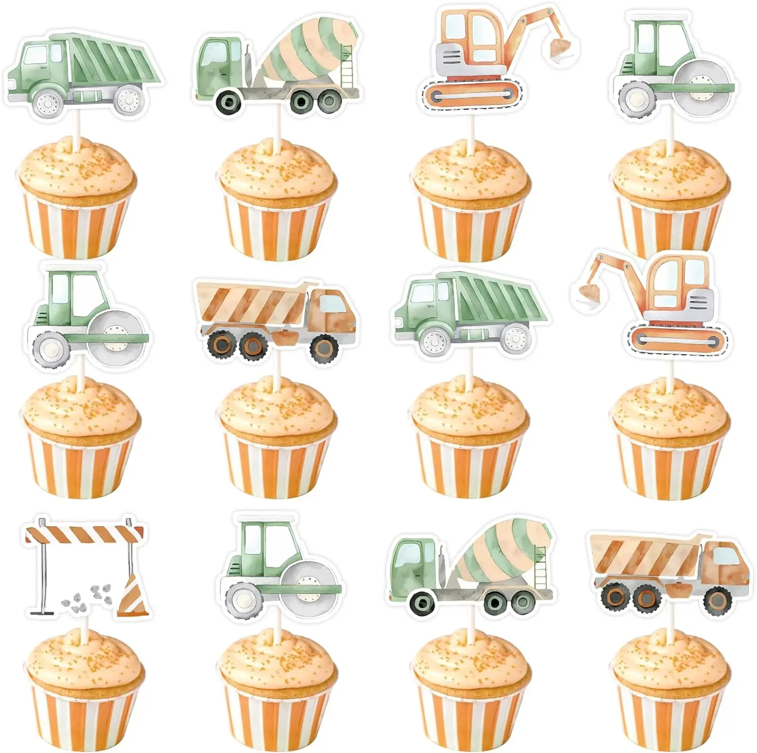 Строительные топперы для капкейков Декор ретро самосвал экскаватор тягач день