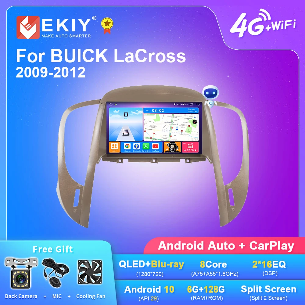 

EKIY T7 DSP Car Radio For BUICK LaCross 2009-2012 Android 10 Multimedia Video Carplay DVD Tape Recorder GPS Navi Blu-ray IPS HU