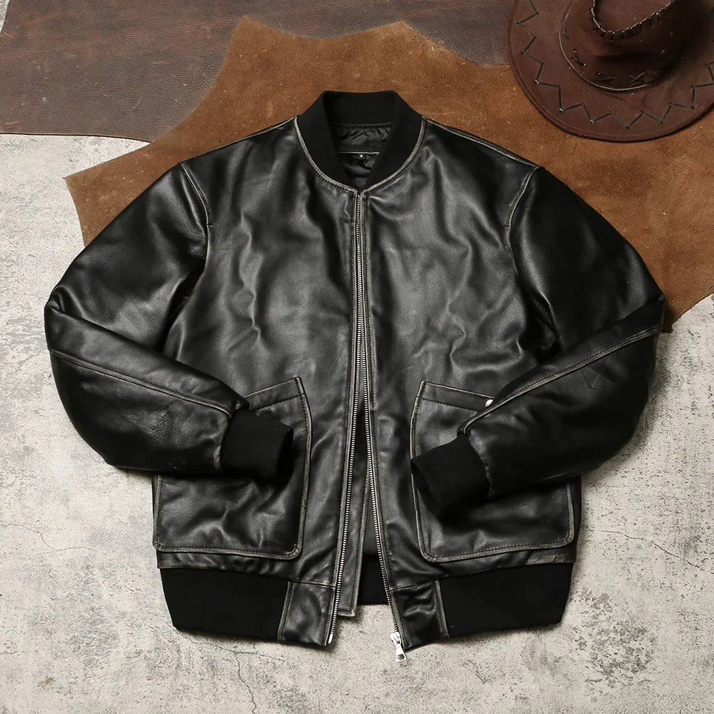 Мужская куртка-пилот A1 из овчины Blunt Razor короткий пух теплый легкий пуховик