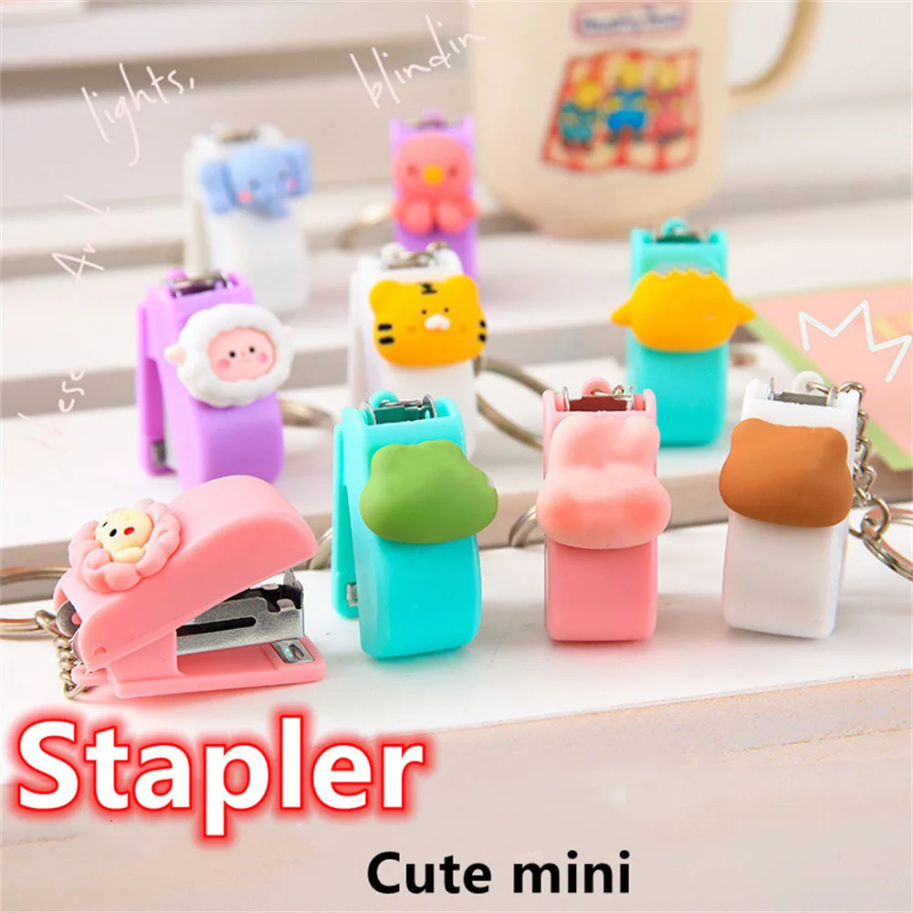 

Cartoon Portable Mini Animal Trumpet Stapler Paper Binder Stationery NO.10 Staples Kawaii Office Binding Tool School Supplies